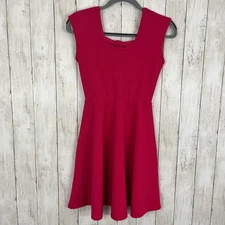 Miami Fit Flare Skater Pink Girly Bow Coquette Sleeveless Summer Dress Small