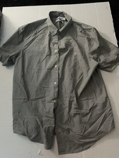 Calvin Klein Men  s Slim Fit Gray Solid Short Sleeve Button-Up Shirt L/G
