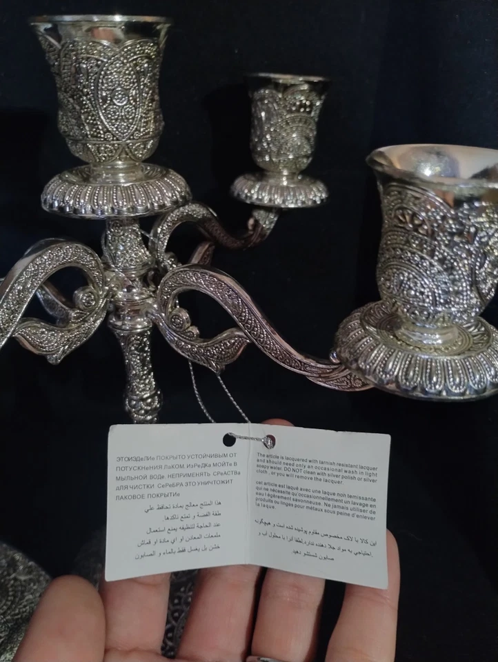  Juego de candelabros/bandejas de plata rusa, mini copas Foto 3 de 4
