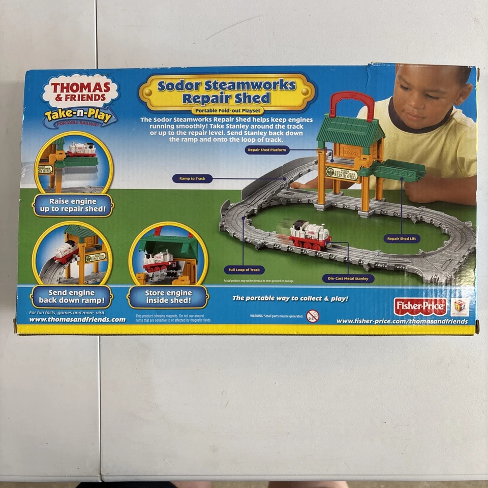 Thomas Take-n-Play Sodor Steamworks reparación cobertizo motor elevador taller de reparación sin motor Foto 2 de 4
