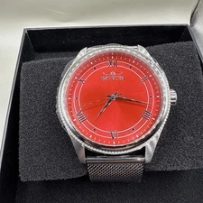 Invicta Men's Watch Celestial Quartz Red Dial Silver Tone Mesh Bracelet 48484