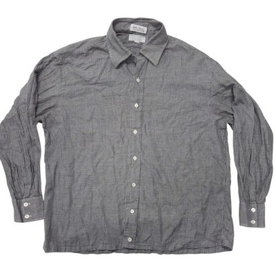 Vintage Barneys New York Lanella Wool Blend Houndstooth Shirt Oct 94 Black White