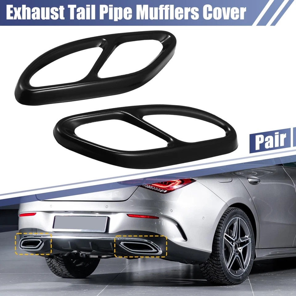 1 пара чехлов глушителей на заднюю выхлопную трубу для Mercedes-Benz класса A200 2016-2019 - Изображение 2 из 4