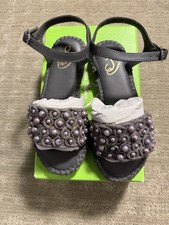 Sam Edelman Holly I1498F1 Sandal Girls US 2 Gray Mini Beaded Ankle Strap