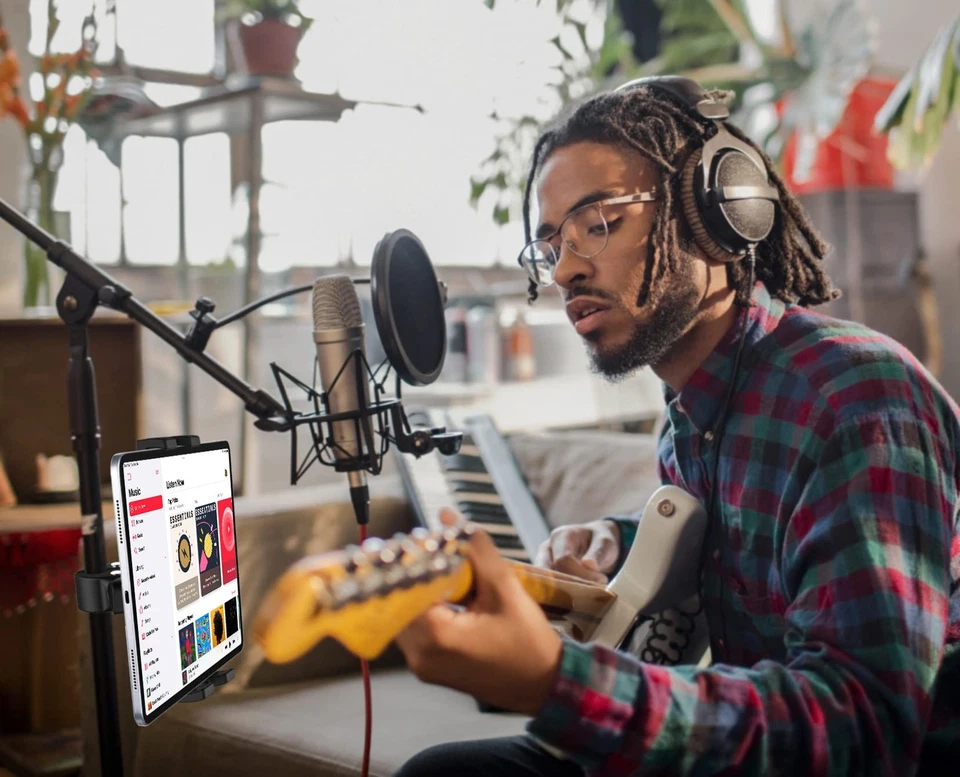 Supporto Tablet Asta Microfono, Porta Tablet Mic Microfono Musica Manubrio Con R - Immagine 3 di 4