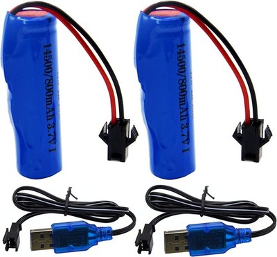 Blomiky 2 Pack 3.7V 800mAh Li-ion Rechargeable Battery SM 2P Plug small, blue