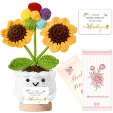 Thank You Gifts for Women, Handmade Sunflower Crochet with Card, teacher gift...