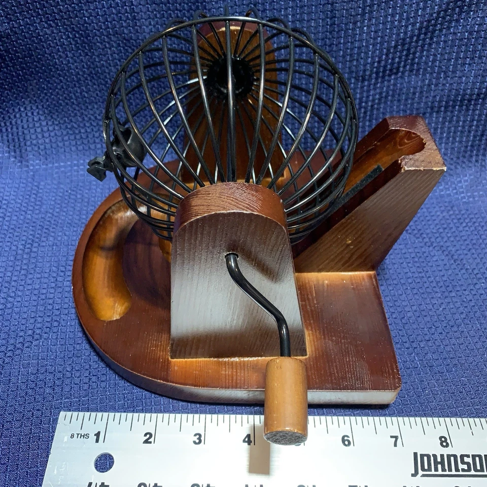 Solid Wood Bingo Set - Original Box - Complete  Looks & Works GREAT - See Video - Image 3 of 4