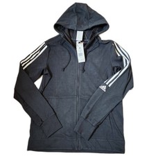 Adidas Full-Zip Hooded Track Top Women's Size Medium Black