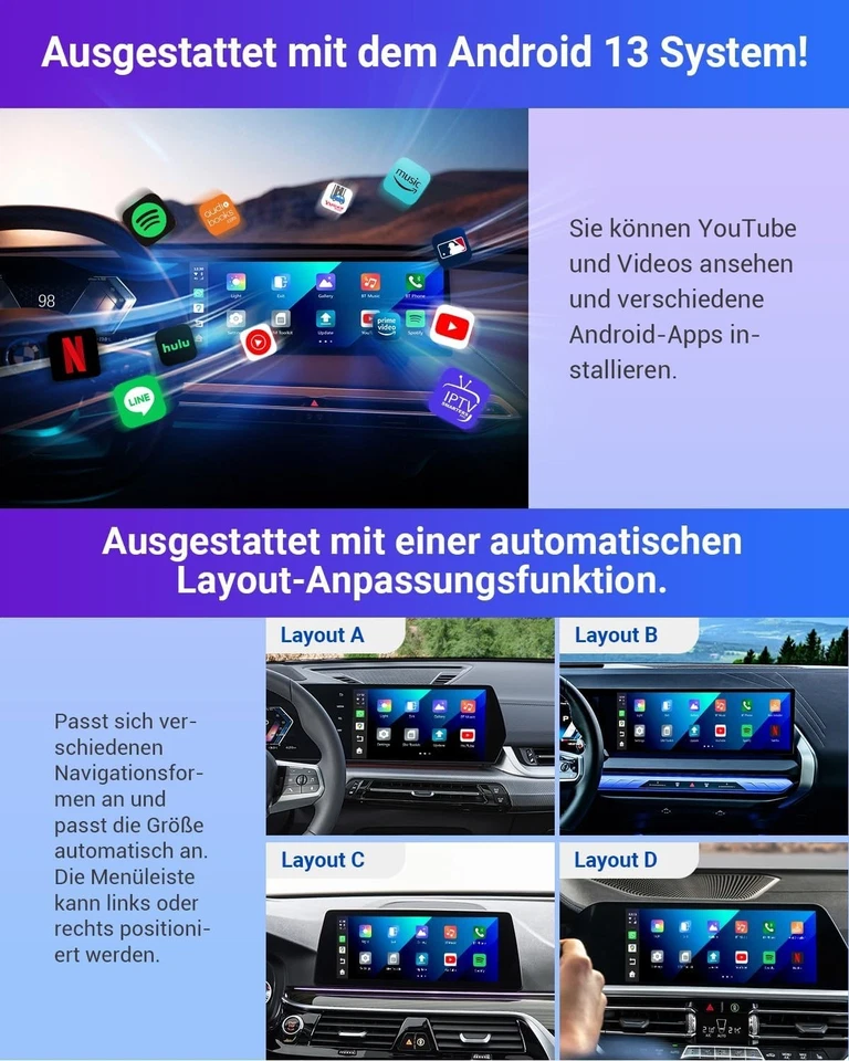 OTTOCAST I3 BMW AI Box YouTube Split-Screen SIM für Autos mit Wireless CarPlay - Bild 4 von 4