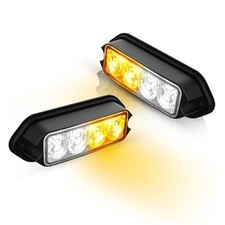 2-Pack Amber Strobe Lights Grille Lamp Surface Mount Flashing Amber White