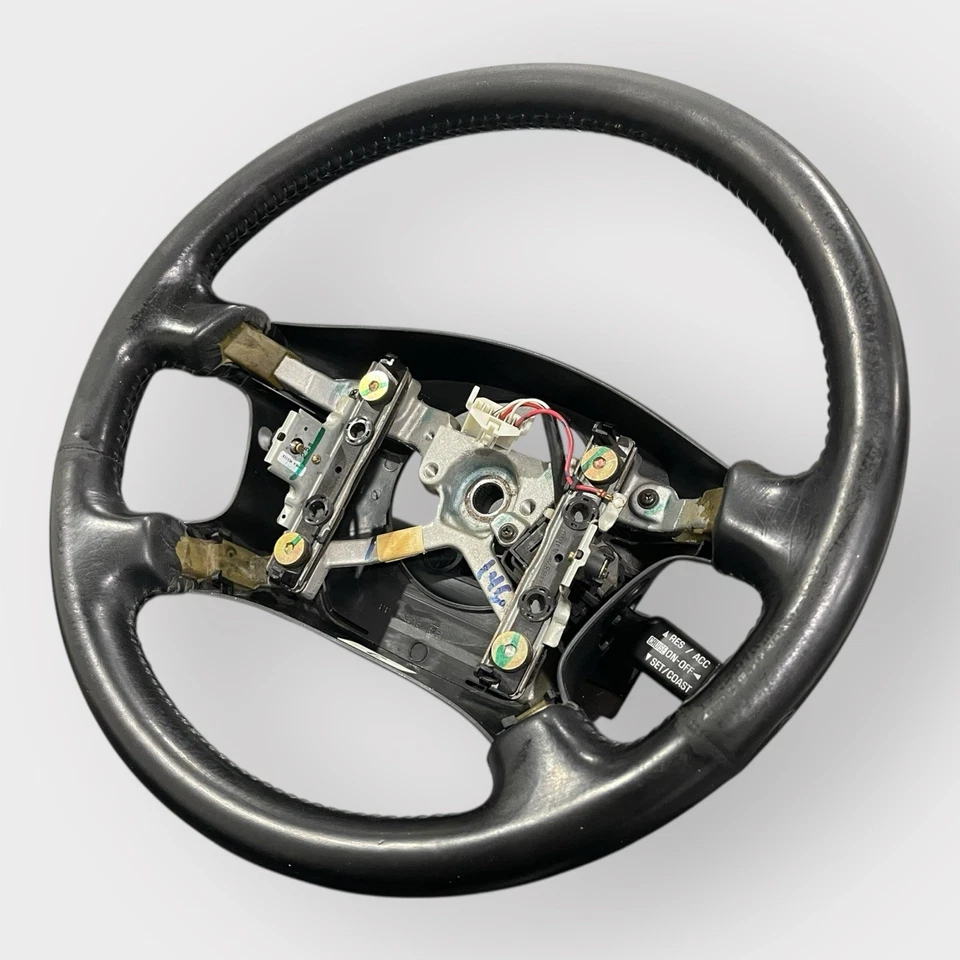 1998-2002 TOYOTA 4RUNNER VOLANTE DE COURO PRETO CRUZEIRO EQUIPADO USADO FABRICANTE DE EQUIPAMENTO ORIGINAL - Imagem 3 de 4