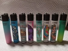 8 Assorted Design Refillable Clipper Lighters (#8)