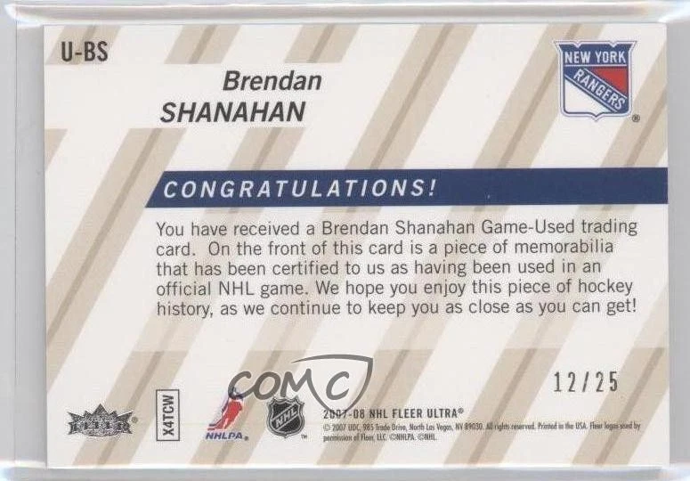 2007-08 Fleer Ultra Ultra Uniformity Patch /25 Brendan Shanahan #U-BS Patch HOF - Image 2 of 2
