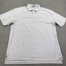 Peter Millar Polo Shirt Mens 2XL White Stripe Golf Short Sleeve Summer Comfort
