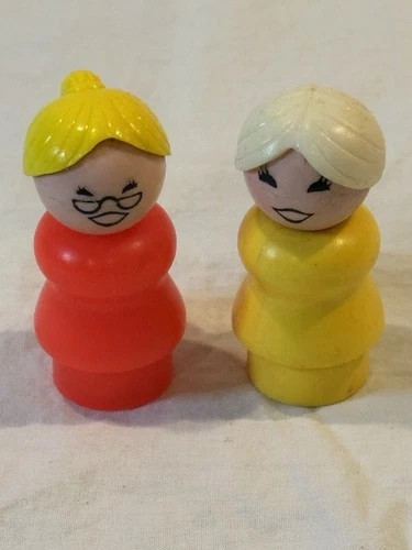 Vintage Fisher Price Little People Women Figures, Lot of 2, Teacher & Grandma