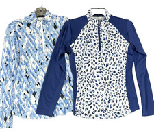 SAN SOLEIL Golf Tops Small Long Sleeve UPF 50 1/4 Zip Blue Cooling Lot of 2