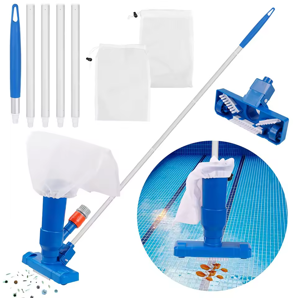 Portable Swimming Pool Spa Pond Fountain Vacuum Brush Cleaner Tool