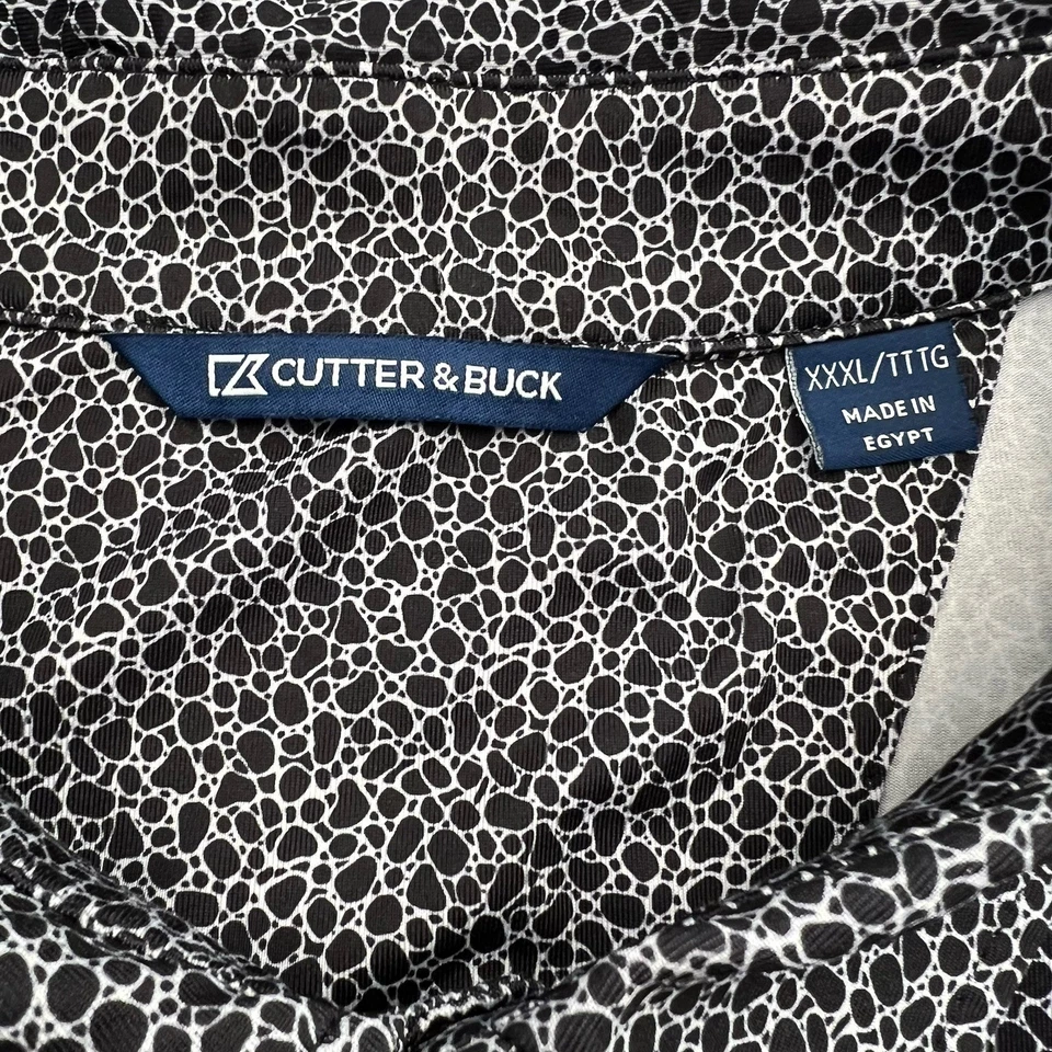 Cutter & Buck Mens Preppy Black & White Printed Polo Shirts/3XL Made In Egypt - Image 2 of 4