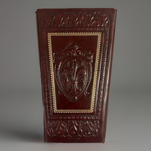 Vintage Italian Folding Firenze Leather Embossed Waste Bin