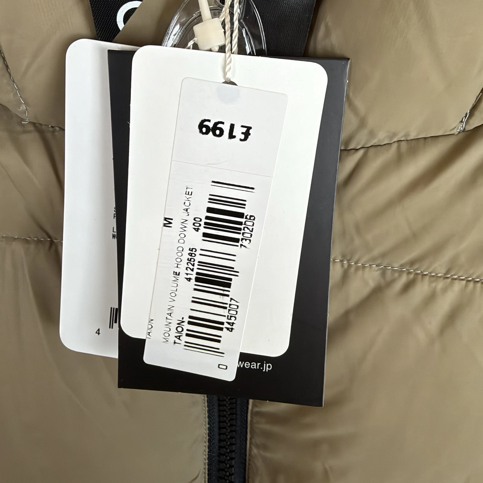 Taion Puffer Jacket Mens Medium Beige Mountain Volume Hooded Down Jacket BNWT - product detail image 4