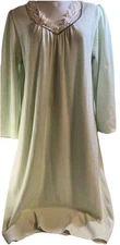 Earth Angels Womens Fleece Large Light Green Long Sleeve Night Gown Grandma Core