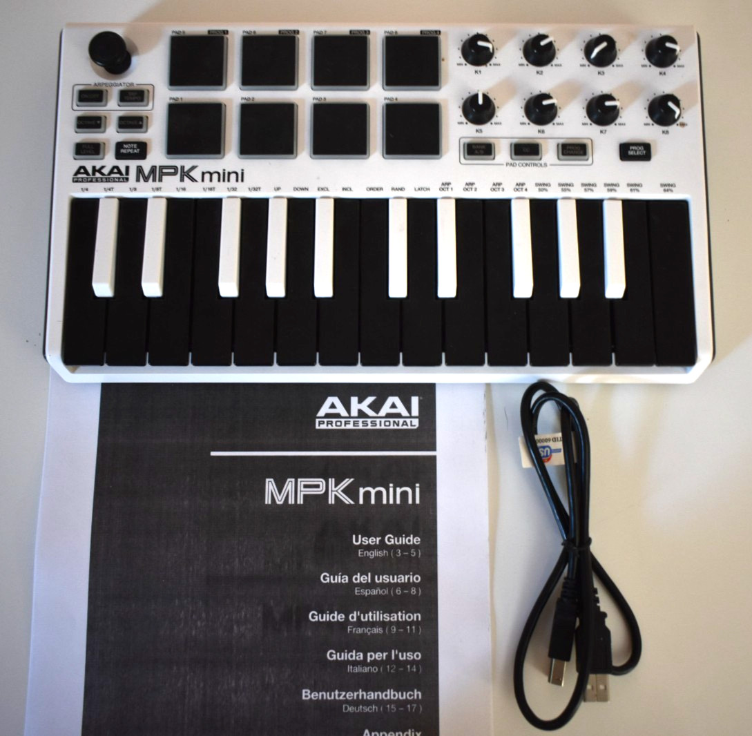 Akai PRO MPK Mini MKii Portable 25-Key Keyboard w/User Guide & USB Cable