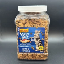 Purina Friskies Party Mix Cat Treats, Beachside Crunch Snacks, 20 oz. Canister