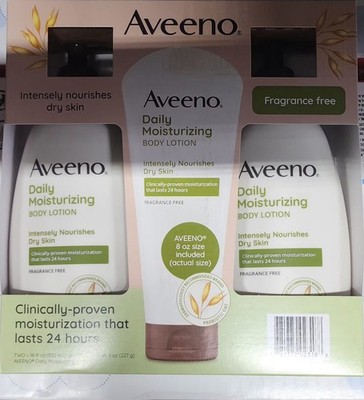 Aveeno Daily Moisturizing Lotion Set 18oz x2 + 8oz | Fragrance Free | Dry Skin R