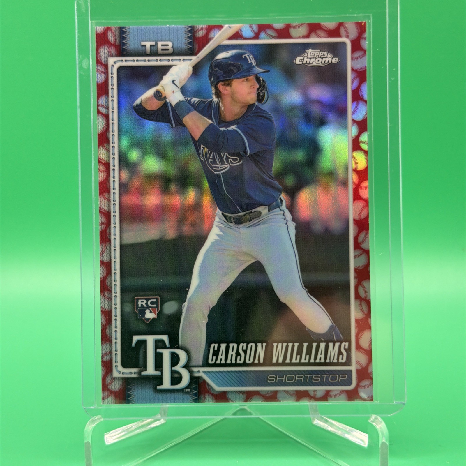 2026 Topps Chrome Carson Williams Baseball Seams Refractor #195 Rays RC
