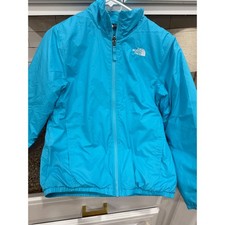 The North Face Girls Turquoise Blue Light Puffer Jacket Full Zip Size L 14/16