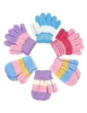 6 Pairs Kids Toddler Knitted Gloves Winter Warm for 1-3 Years Old Fresh Colors