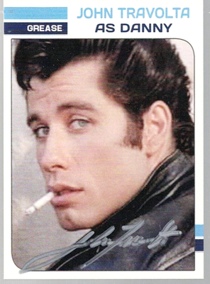 john travolta grease cigarette JOHN TRAVOLTA HAND-SIGNED 'GREASE' TRADING CARD - DANNY ZUKO (1978) - 1