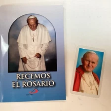 RECEMOS EL ROSARIO -AZUL CON PAPA JUAN PABLO II- Editorial San Pablo   Original