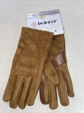 Woman s Isotoner Lined Microsuede Water Repellent Gloves - S/M Cognac - NWT