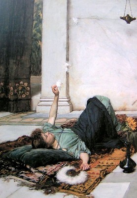Oil painting Waterhouse - Portraits Young girl Dolce Far Niente canvas 36''