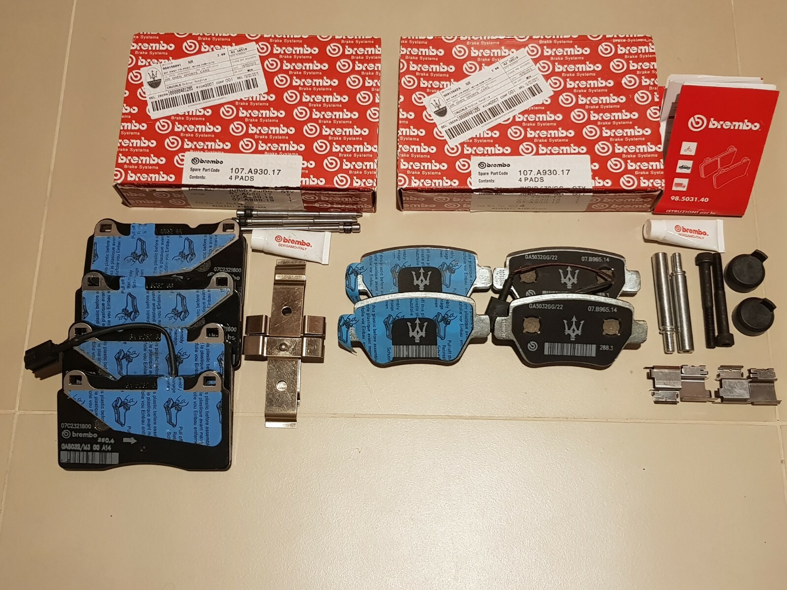 🚚Maserati Ghibli & Quattroporte Base Model Front & Rear Brake Pads  - Genuine