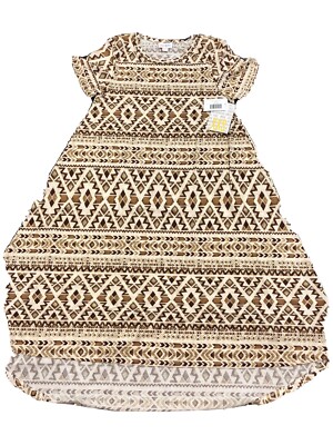 Lularoe Brown Bronze Tan Aztec Southwest Tribal Carly Dress Unicorn 2XL 22/24 20