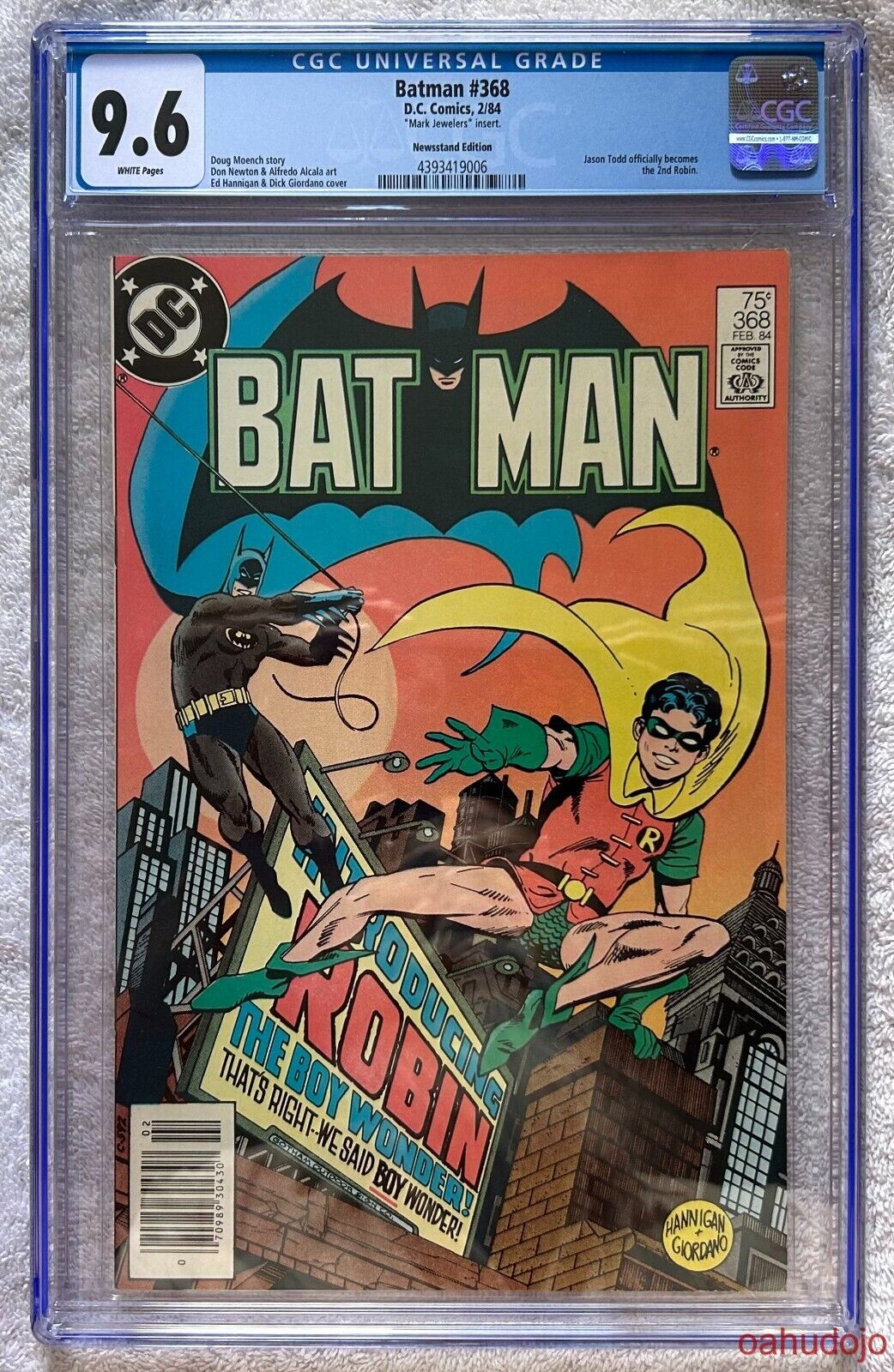 DC BATMAN #368 Jason Todd ROBIN Mark Jewelers Insert 1984 Key Issue CGC 9.6