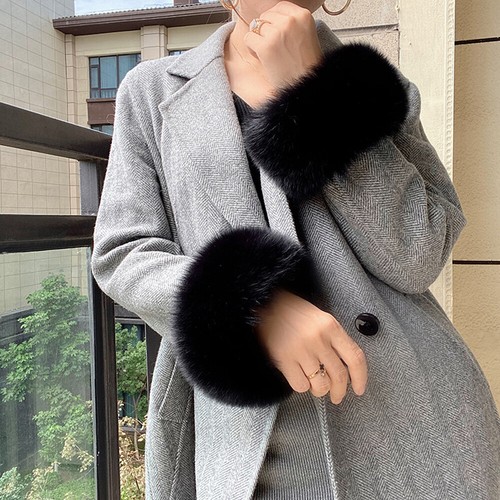 Real Fox Fur Cuffs For Women's Jacket Sleeves Winter Wrist Warmer Fox Fur Gloves - Picture 27 of 43