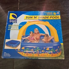 Splash Club Sun N Shade Inflatable Pool Kiddie Kids Pool Children 60" x 60"