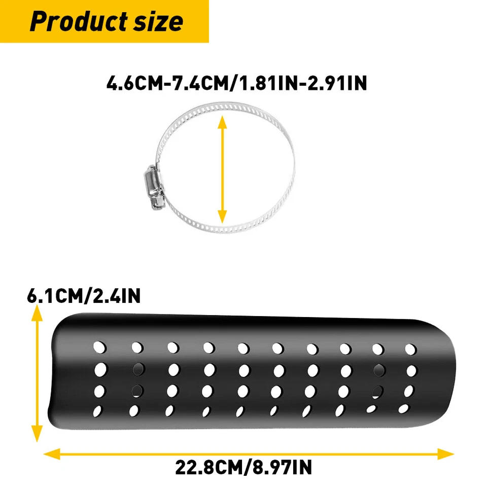 Protector de tubo de escape de motocicleta protector térmico cubierta de silenciador protector negro cubierta de talón Foto 2 de 4