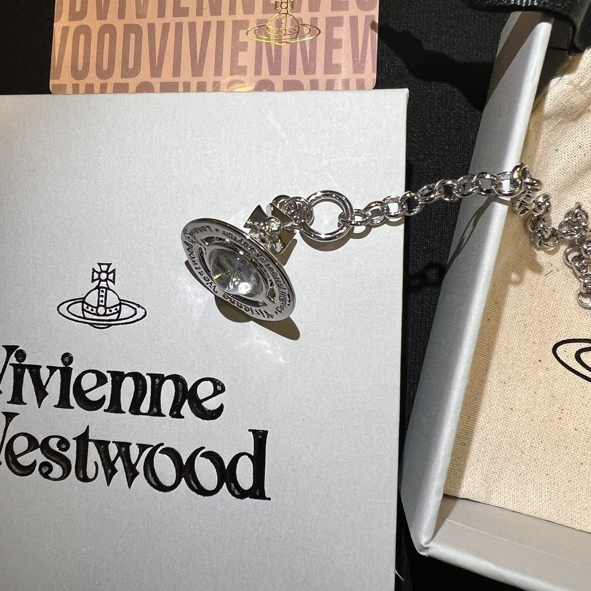 Vivienne Westwood Nana Silver Tone Bracelets With 3D Crystal Orb