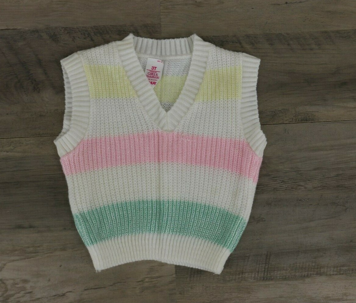 V-Neck Knit Striped Sweater Vest Size 