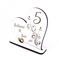 HöLzerne Hochzeit Deko Herz Aufsteller Hochzeitstag 5 Jahre JubiläUm Personalisi