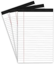 3 Pack 5x8 Notepads College Ruled 30 Sheets Each White Lined Paper for Notes