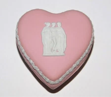 Wedgwood Jasperware Heart Box Pink Mini Trinket Box # 50600402830 Valentine Boxe