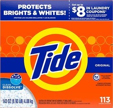 Tide HE Turbo Powder Detergent | 113 Loads, Original Scent | 143 oz