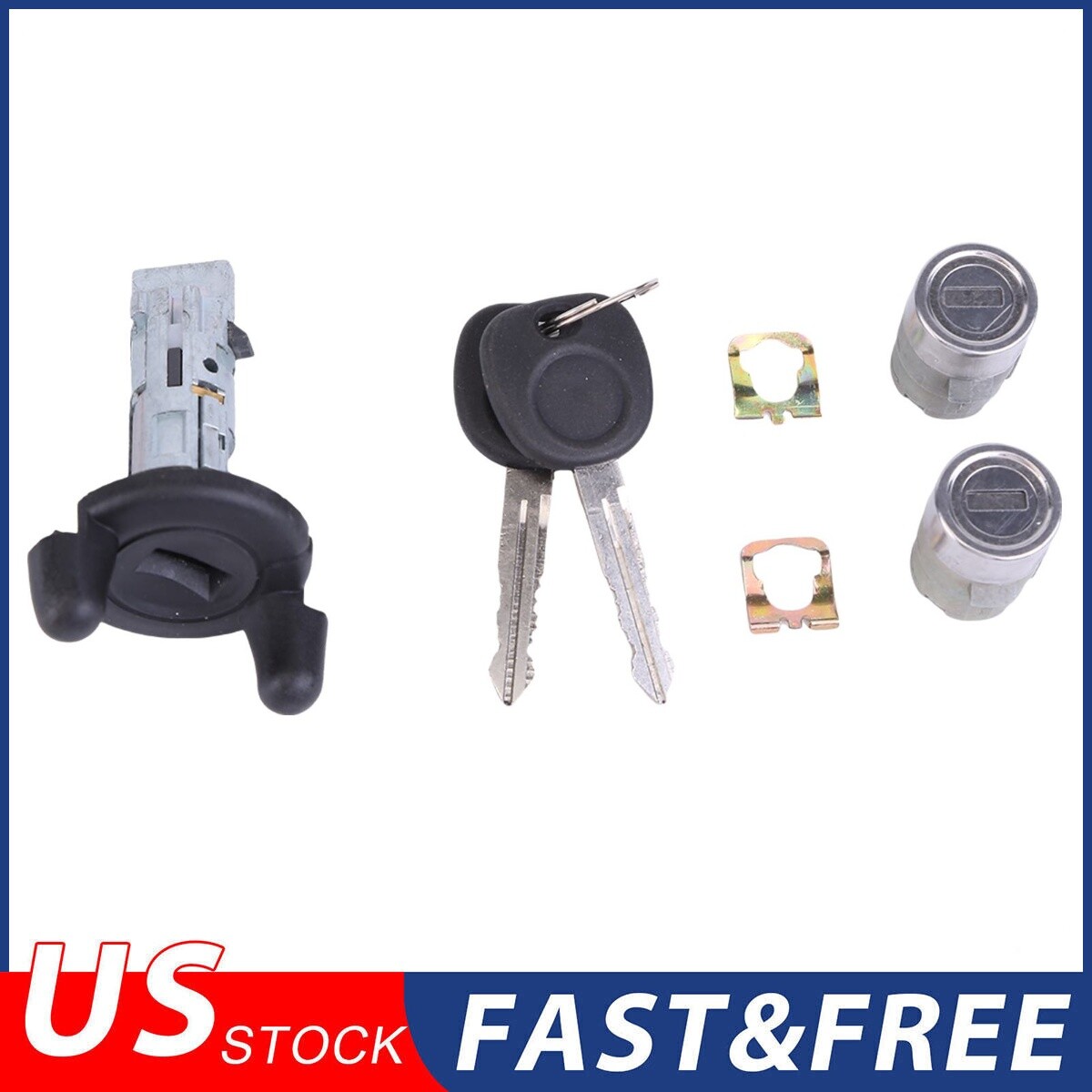 Ignition Key Switch Cylinder Kit with 2 Keys and Door Locks for 98-05 Chevy Trucks