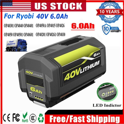 For Ryobi OP40602 40V 6Ah HP Lithium Battery With LED Fuel Guage High